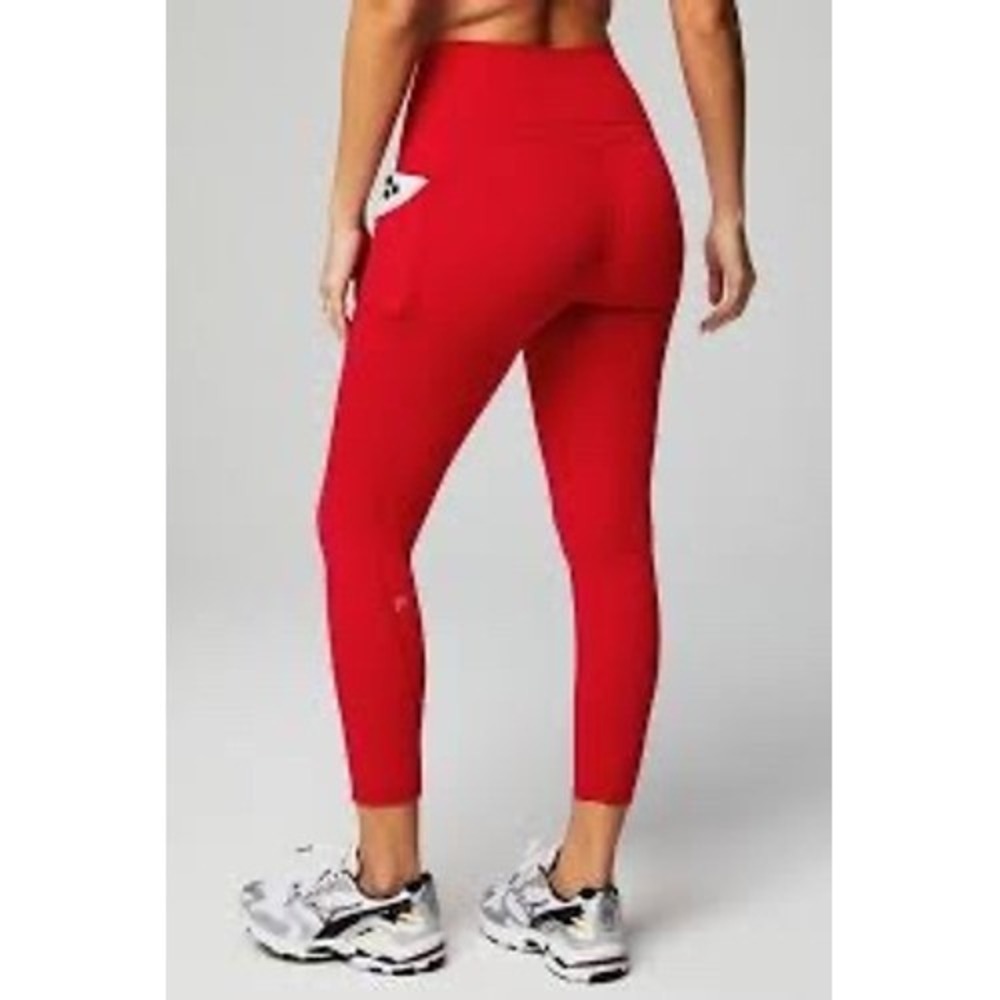 Fabletics PureLuxe Red High Waisted Leggings Side Pockets‎ Athleisure Workout